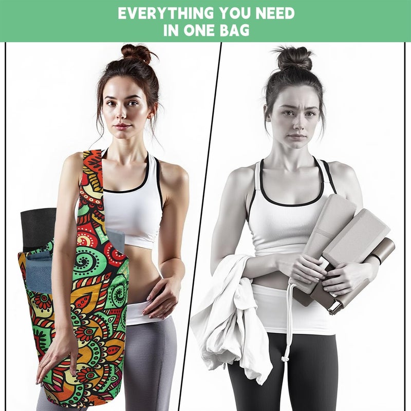 saniwu Yoga Mat Bag Carrier for Women with Side Large Pocket Durable Linen Workout Gym Travel Storage Pilates Mats - Image 5